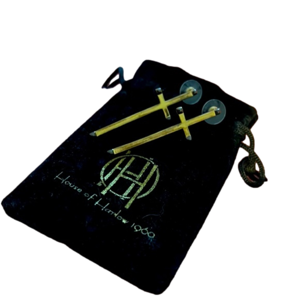 HOUSE of Harlow 1960 Gold studded cross earrings